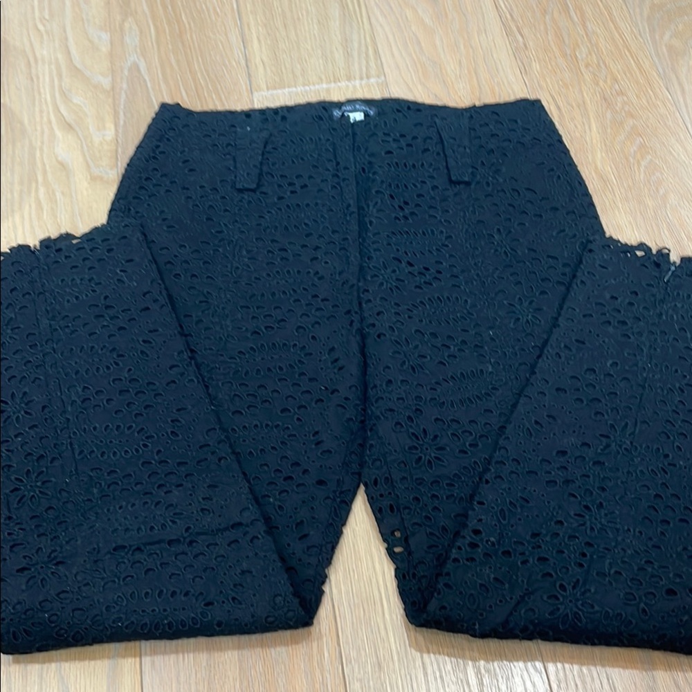 Vintage Cynthia Rowley Black Eyelet Lace Pants Back Zip